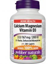 Webber Naturals Calcium Magnesium Vitamin D3 200 caplets