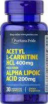 Puritan's Pride Acetyl L-Carnitine HCL 400 мг Alpha Lipoic Acid 200мг 30 капс